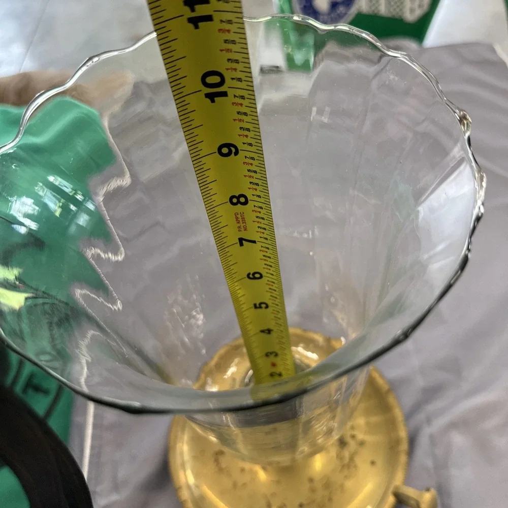 Vintage Large Brass & Hard Plastic Chamber Hurricane Candle Lamp Finger Holder
